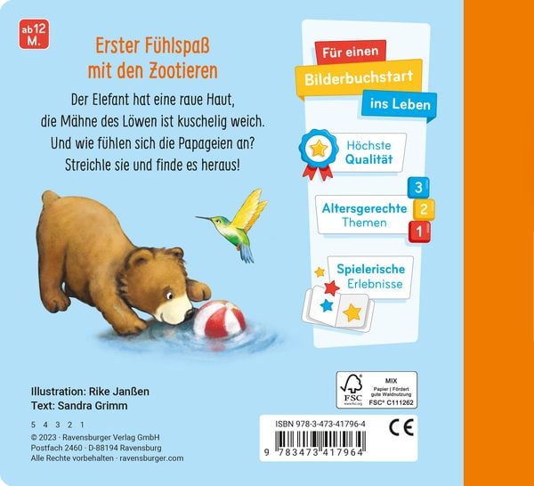 Produktbild: Mein erstes F&uuml;hlbuch: Meine Zootiere