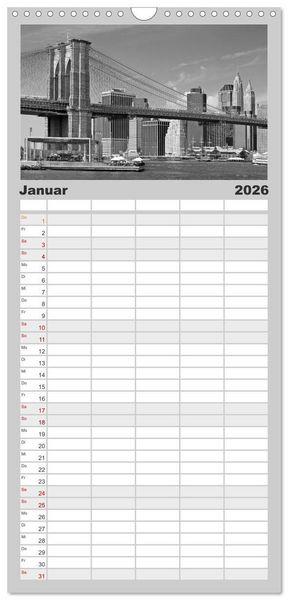 Produktbild: Familienplaner 2026 - NEW YORK Urbaner Flair mit 5 Spalten (Wandkalender, 21 x 45 cm) CALVENDO