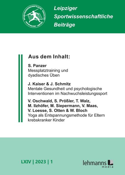 Produktbild: Leipziger Sportwissenschaftliche Beitr&auml;ge