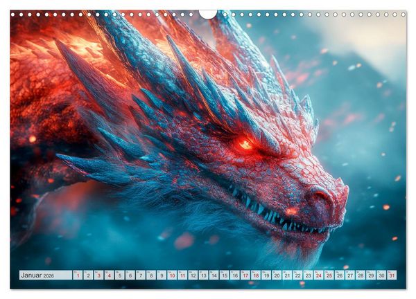 Produktbild: M&Auml;CHTIGE DRACHEN Mystische Wesen (Wandkalender 2026 DIN A3 quer), CALVENDO Monatskalender