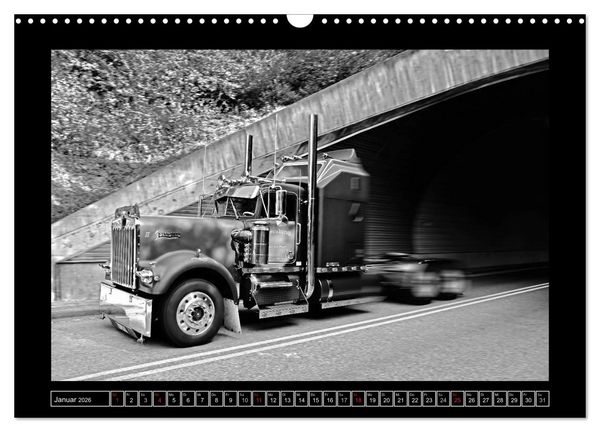 Produktbild: Kenworth W900A EXTHD - in schwarzwei&szlig; (Wandkalender 2026 DIN A3 quer), CALVENDO Monatskalender