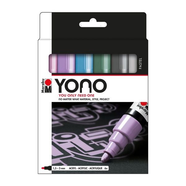 Marabu Acrylmarker Marker YONO Set Pastell 1,5-3mm 6 Teile