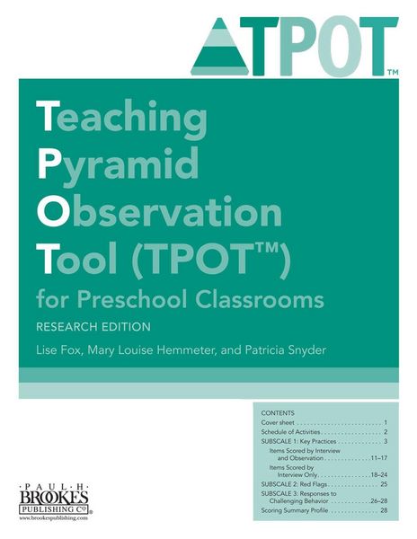 Produktbild: Teaching Pyramid Observation Tool (Tpot(tm)) for Preschool Classrooms, Research Edition