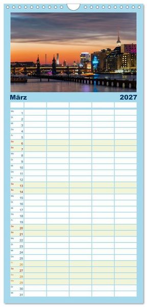 Produktbild: Familienplaner 2027 - Eine Reise durch Berlin bei Nacht mit 5 Spalten (Wandkalender, 21 x 45 cm) CALVENDO