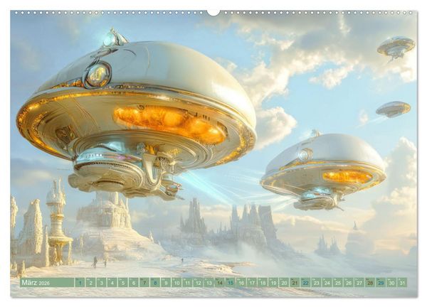 Produktbild: Fantasievolle Zukunftswelten - Science Fiction (Wandkalender 2026 DIN A2 quer), CALVENDO Monatskalender