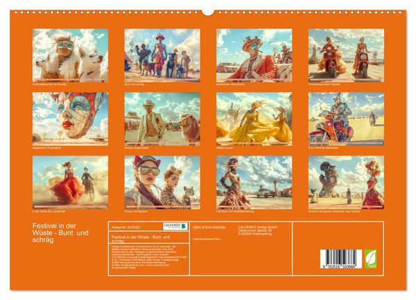 Produktbild: Festival in der W&uuml;ste - Bunt und schr&auml;g (hochwertiger Premium Wandkalender 2026 DIN A2 quer), Kunstdruck in Hochglanz