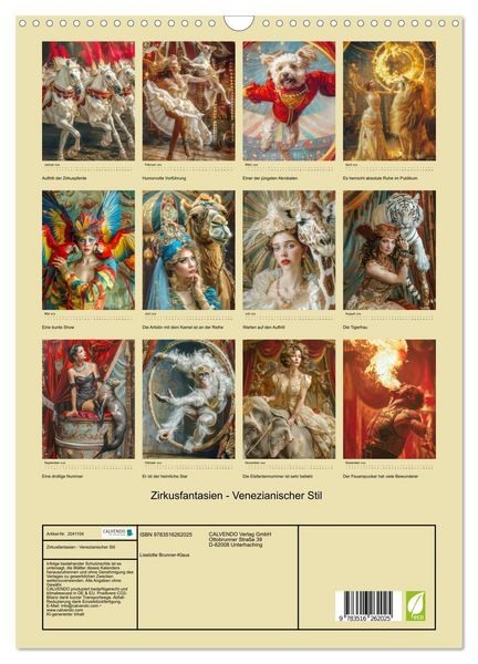 Produktbild: Zirkusfantasien - Venezianischer Stil (Wandkalender 2026 DIN A3 hoch), CALVENDO Monatskalender