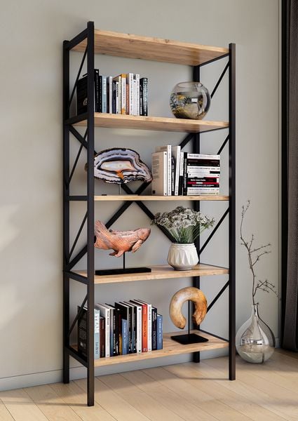 Produktbild: Holz Metall Stand Regal B&uuml;ro B&uuml;cher Insasi 5fach