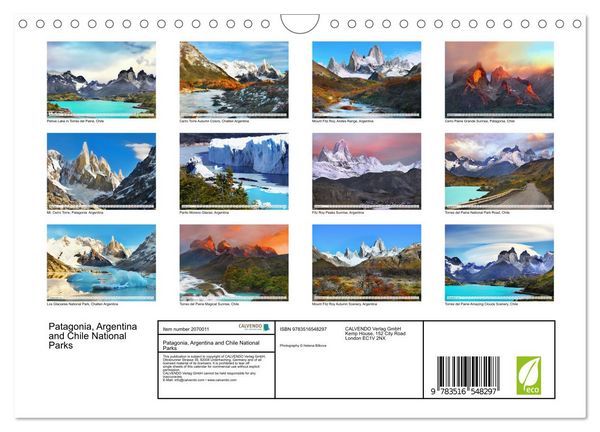 Produktbild: Patagonia, Argentina and Chile National Parks (Wall Calendar 2026 DIN A4 landscape), CALVENDO 12 Month Wall Calendar