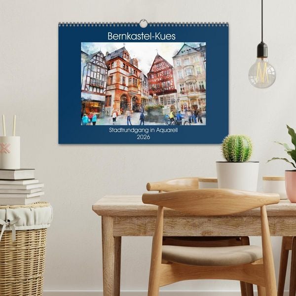 Produktbild: Bernkastel-Kues - Stadtrundgang in Aquarell (Wandkalender 2026 DIN A3 quer), CALVENDO Monatskalender