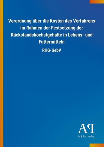 Produktbild: Verordnung &uuml;ber die Kosten des Verfahrens im Rahmen der Fest