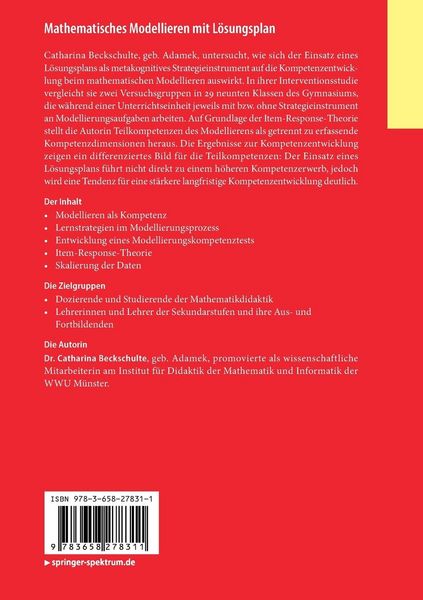 Produktbild: Mathematisches Modellieren mit L&ouml;sungsplan