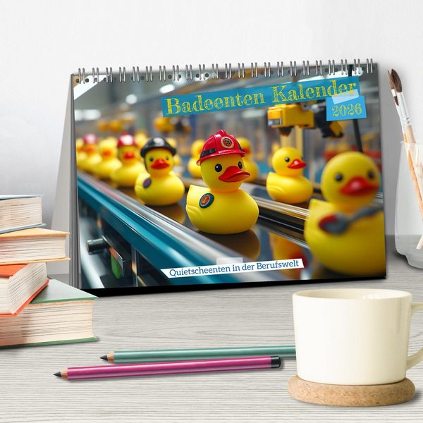 Produktbild: Badeenten Kalender - Quietscheenten in der Berufswelt (Tischkalender 2026 DIN A5 quer), CALVENDO Monatskalender