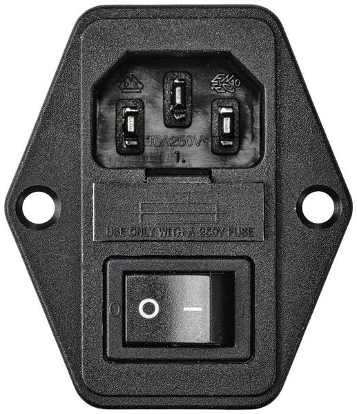 Produktbild: TRU COMPONENTS TC-10088400 Kaltger&auml;te-Steckverbinder C14 Stecker, Einbau vertikal Gesamtpolzahl: 3 10 A Schwarz 1 St.