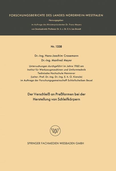 Produktbild: Der Verschlei&szlig; an Pre&szlig;formen bei der Herstellung von Schleifk&ouml;rpern