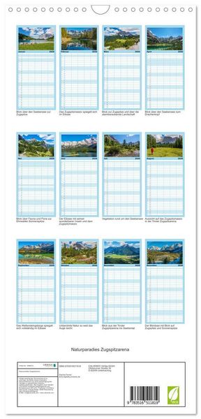 Produktbild: Familienplaner 2026 - Naturparadies Zugspitzarena mit 5 Spalten (Wandkalender, 21 x 45 cm) CALVENDO