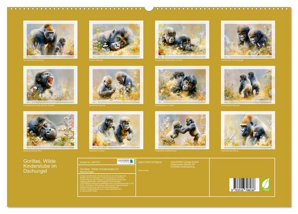 Produktbild: Gorillas. Wilde Kinderstube im Dschungel (hochwertiger Premium Wandkalender 2027 DIN A2 quer), Kunstdruck in Hochglanz