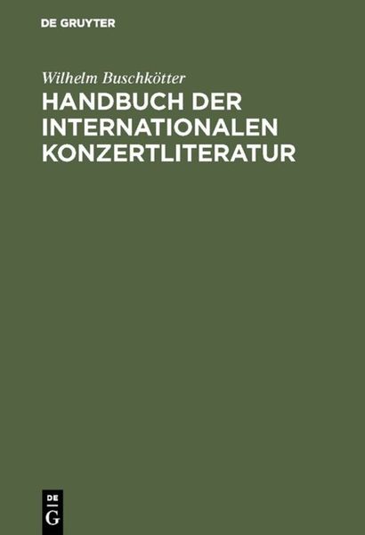 Produktbild: Handbuch der internationalen Konzertliteratur