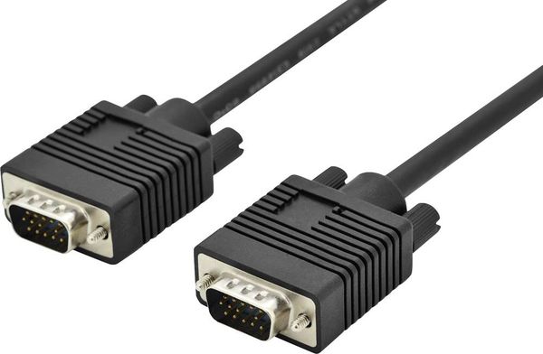 Produktbild: Digitus VGA Anschlusskabel VGA 15pol. Stecker, VGA 15pol. Stecker 5.00 m Schwarz AK-310103-050-S mit Ferritkern, doppelt geschirmt, Rund VGA-Kabel