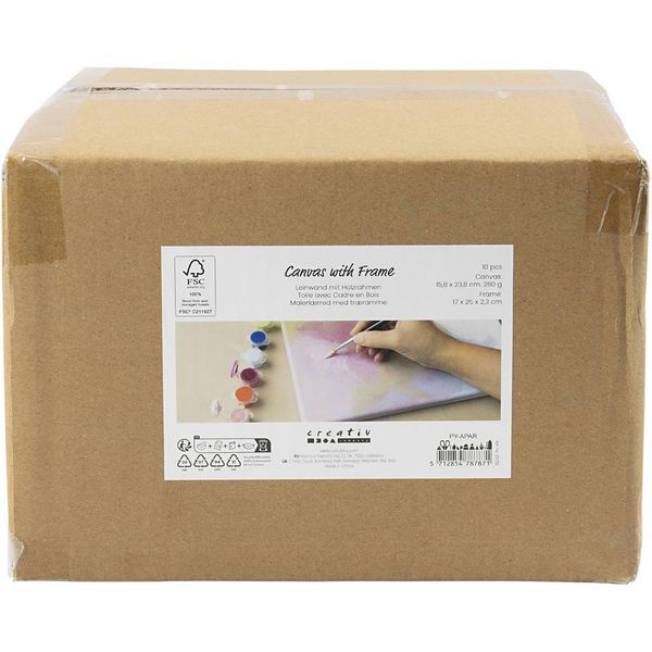 Produktbild: Creativ Company Gespannte Leinwand mit Rahmen, Gr&ouml;&szlig;e 15,8x23,8 cm, 280 g, Wei&szlig;, 10 Stk
