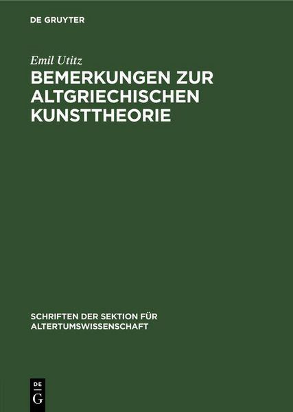 Produktbild: Bemerkungen zur Altgriechischen Kunsttheorie