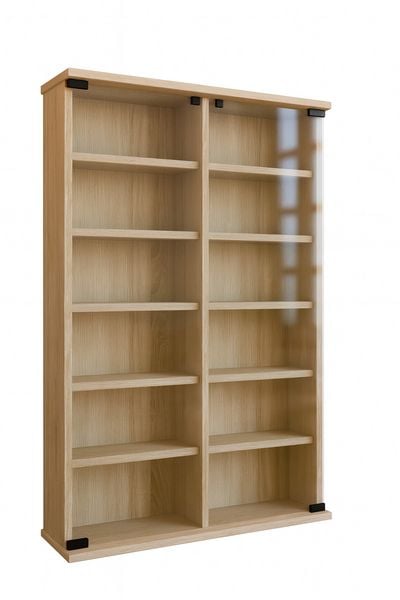 Holz CD DVD Stand Regal Schrank Roma Glastür