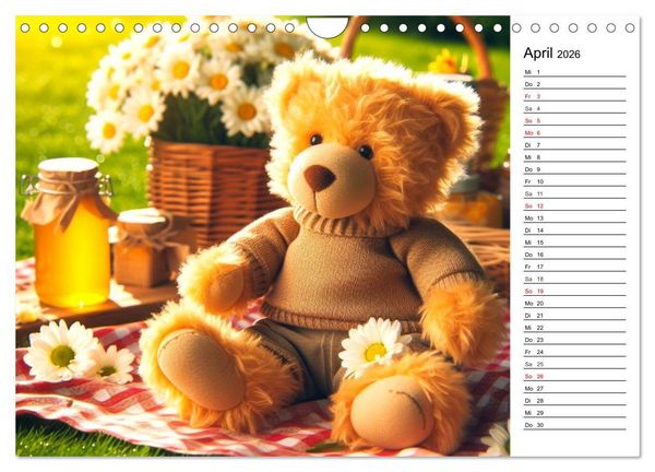 Produktbild: Teddys - Die Jahresreise der KI-Teddyb&auml;ren (Wandkalender 2026 DIN A4 quer), CALVENDO Monatskalender