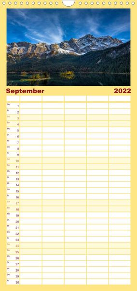Produktbild: Familienplaner Licht &uuml;ber Alpenlandschaften (Wandkalender 2022 , 21 cm x 45 cm, hoch)
