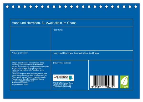 Produktbild: Hund und Herrchen. Zu zweit allein im Chaos (Tischkalender 2026 DIN A5 quer), CALVENDO Monatskalender