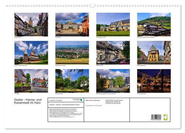 Produktbild: Goslar - Hanse- und Kaiserstadt im Harz (Wandkalender 2026 DIN A2 quer), CALVENDO Monatskalender