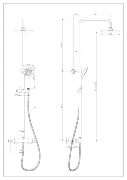 Produktbild: Duschsystem Mod. Young Eco mit Thermostat-Armatur Chrom, inkl. 2 Watersaving Regulatoren