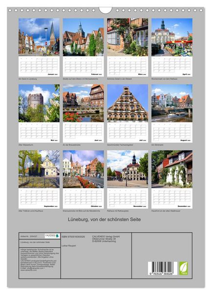 Produktbild: L&uuml;neburg, von der sch&ouml;nsten Seite (Wandkalender 2026 DIN A3 hoch), CALVENDO Monatskalender
