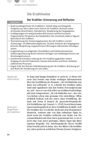 Produktbild: Lekt&uuml;rehilfen Bernhard Schlink "Der Vorleser"