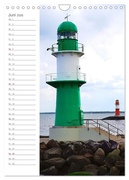 Produktbild: Leuchtender Geburtstagskalender - Leuchtt&uuml;rme an Ost-und Nordsee (Wandkalender 2026 DIN A4 hoch), CALVENDO Monatskalender