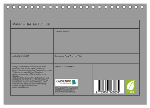 Produktbild: Mayen - Das Tor zur Eifel (Tischkalender 2026 DIN A5 quer), CALVENDO Monatskalender