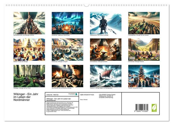 Produktbild: Wikinger - Ein Jahr im Leben der Nordm&auml;nner (hochwertiger Premium Wandkalender 2026 DIN A2 quer), Kunstdruck in Hochglanz