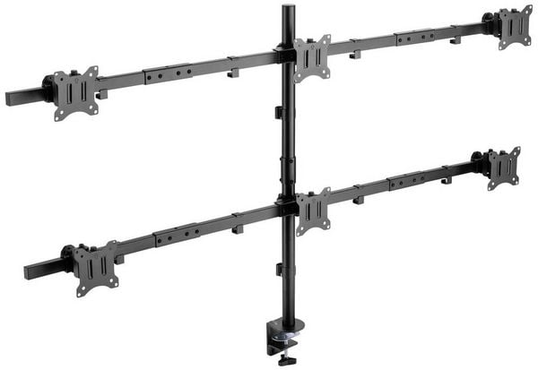 Produktbild: SpeaKa Professional Monitor-Tischhalterung SP-MM-1010 6 Display(s) 43,2 cm (17") - 81,3 cm (32") Schwarz (RAL 7001) Neigbar, Schwenkbar