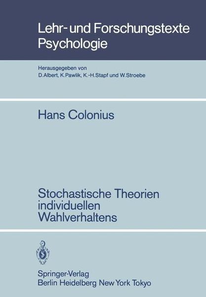 Produktbild: Stochastische Theorien individuellen Wahlverhaltens