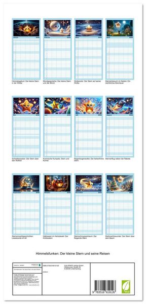 Produktbild: Familienplaner 2026 - Himmelsfunken: Der kleine Stern und seine Reisen mit 5 Spalten (Wandkalender, 21 x 45 cm) CALVENDO