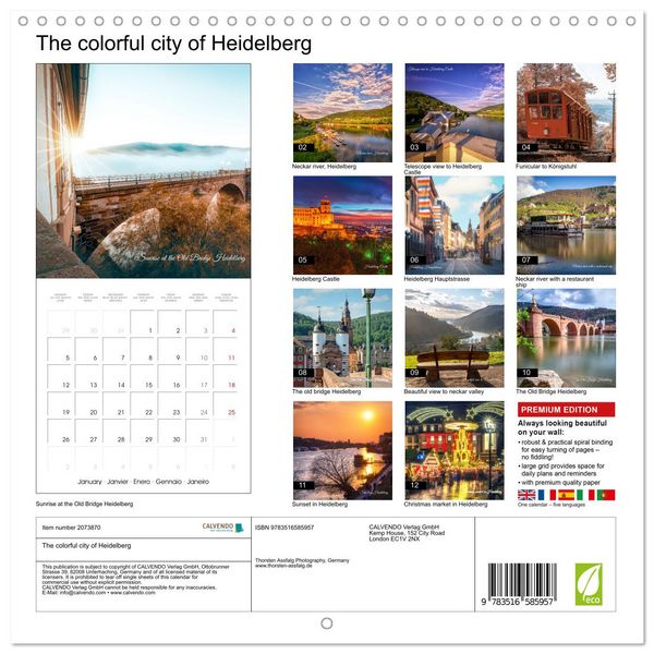 Produktbild: The colorful city of Heidelberg (Wall Calendar 2026 12 &times; 12 Inch) CALVENDO 12 Month Wall Calendar