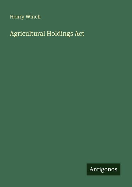 Produktbild: Agricultural Holdings Act