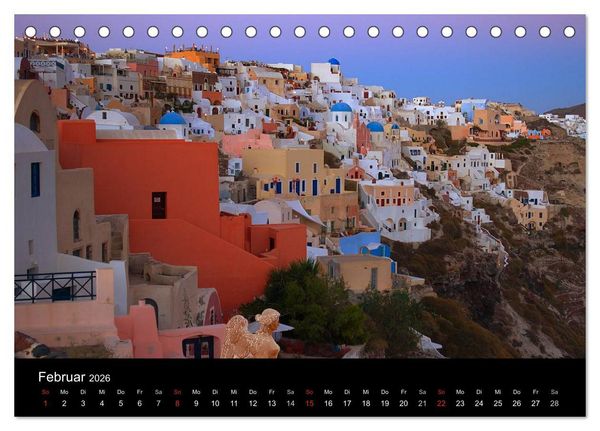 Produktbild: Santorini &ndash; Leben auf dem Vulkan (Tischkalender 2026 DIN A5 quer), CALVENDO Monatskalender