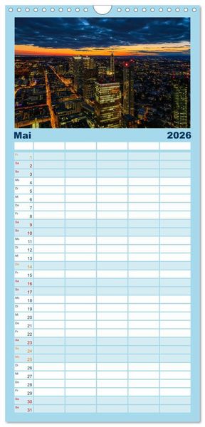 Produktbild: Familienplaner 2026 - Frankfurt am Main - at night mit 5 Spalten (Wandkalender, 21 x 45 cm) CALVENDO