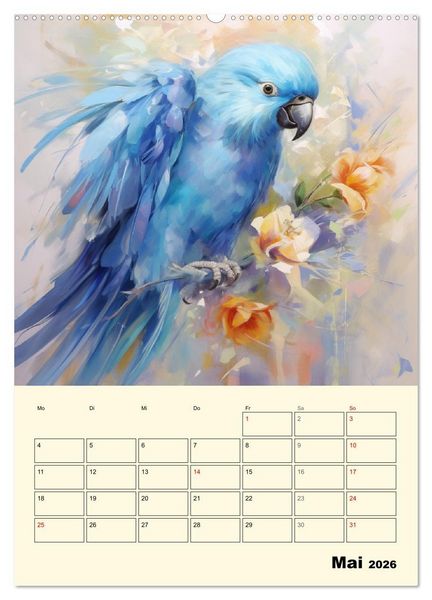 Produktbild: Bunte V&ouml;gel. Bezaubernde Papageien-Aquarelle (hochwertiger Premium Wandkalender 2026 DIN A2 hoch), Kunstdruck in Hochglanz