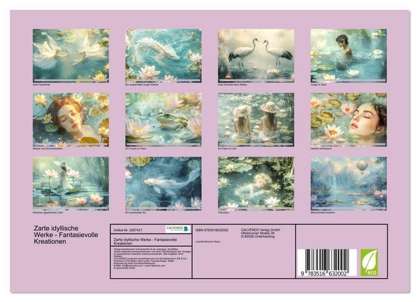 Produktbild: Zarte idyllische Werke - Fantasievolle Kreationen (Wandkalender 2026 DIN A4 quer), CALVENDO Monatskalender