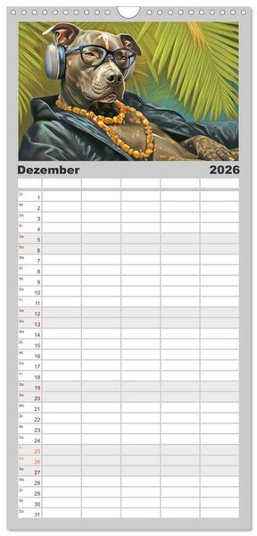 Produktbild: Familienplaner 2026 - Gangsterhunde - KI-Bilder mit 5 Spalten (Wandkalender, 21 x 45 cm) CALVENDO