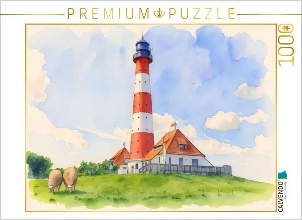 Produktbild: CALVENDO Puzzle Leuchtturm Westheversand | 1000 Teile Lege-Gr&ouml;&szlig;e 64x48cm Foto-Puzzle f&uuml;r gl&uuml;ckliche Stunden