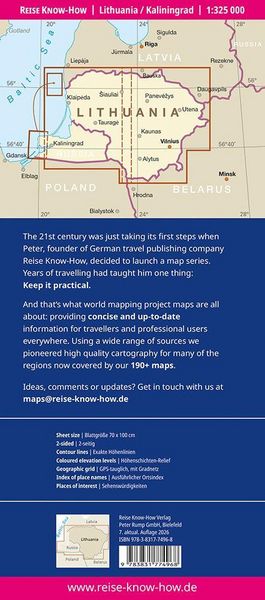 Produktbild: Reise Know-How Landkarte Litauen und Kaliningrad | Lithuania and Kaliningrad (1:325.000)