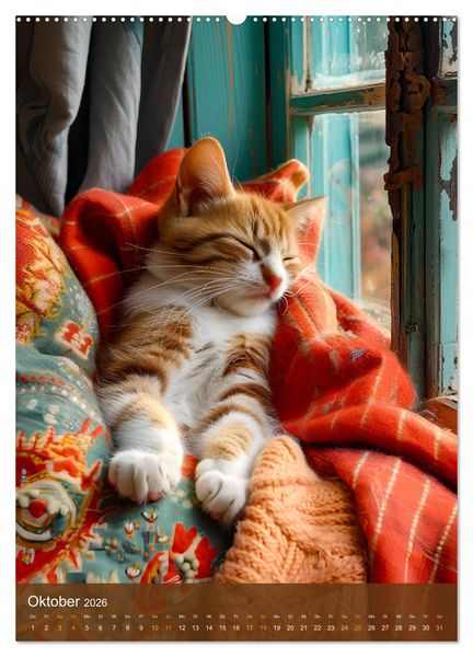 Produktbild: Kuschelkatzen - Fellnasen im Schlummerland (Wandkalender 2026 DIN A2 hoch), CALVENDO Monatskalender
