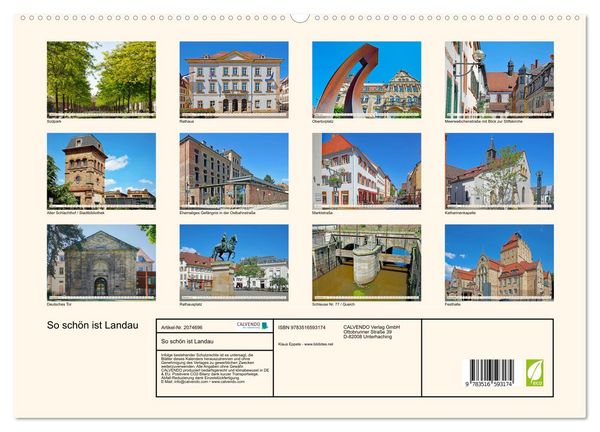 Produktbild: So sch&ouml;n ist Landau (hochwertiger Premium Wandkalender 2026 DIN A2 quer), Kunstdruck in Hochglanz